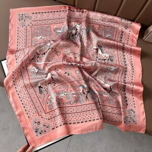 Elegant Pink Mulberry Silk Scarf Equestrian